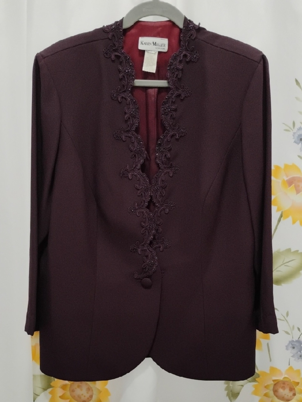 Karen Miller Plum Embroidered Trim Blazer Size 18